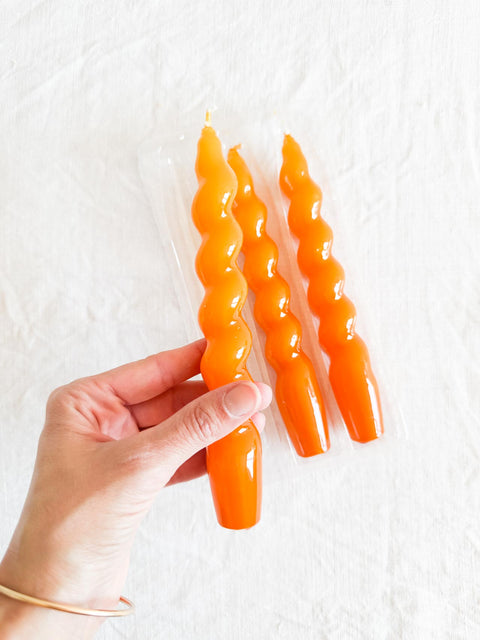 Bougie coniques spirale x3 - Mandarine