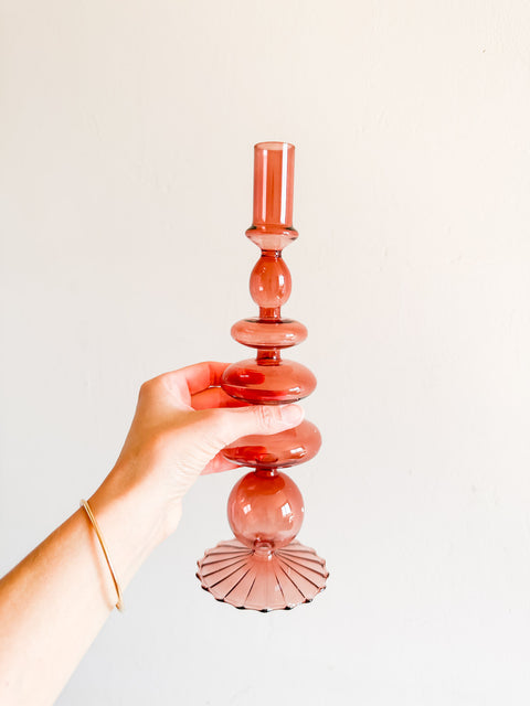 Bougeoir en verre Champagne