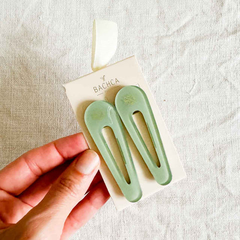 Set de 2 barrettes Opaline - Vert