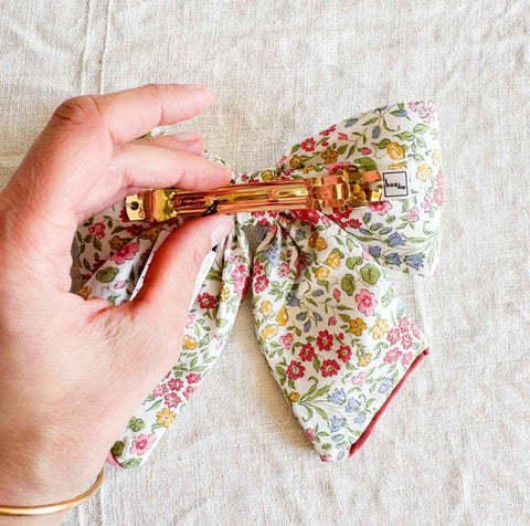Barrette nœud Liberty - Blanc