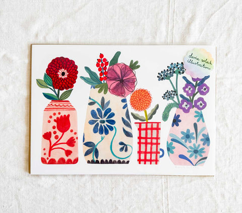 Affiche A4 - Fleurs et vases