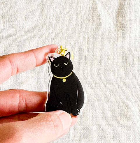 Porte clé époxy Chat noir