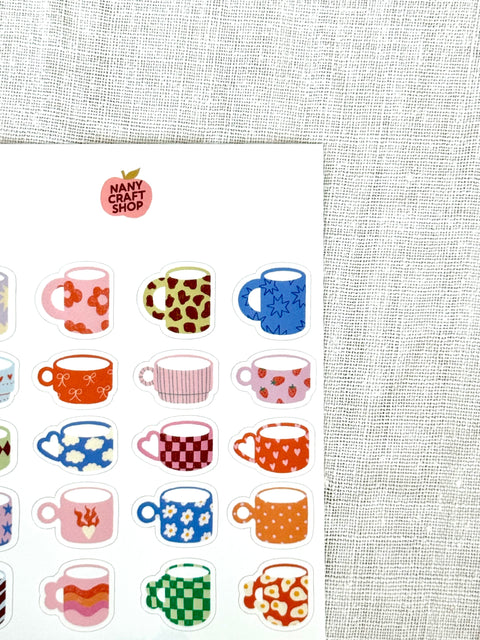 Planche stickers A6 Mugs motifs