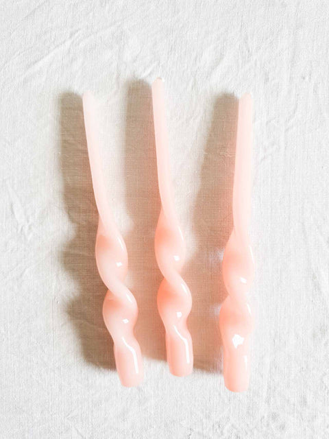 Bougies coniques spirale x3 - Rose