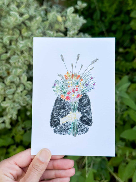 Carte La fille bouquet