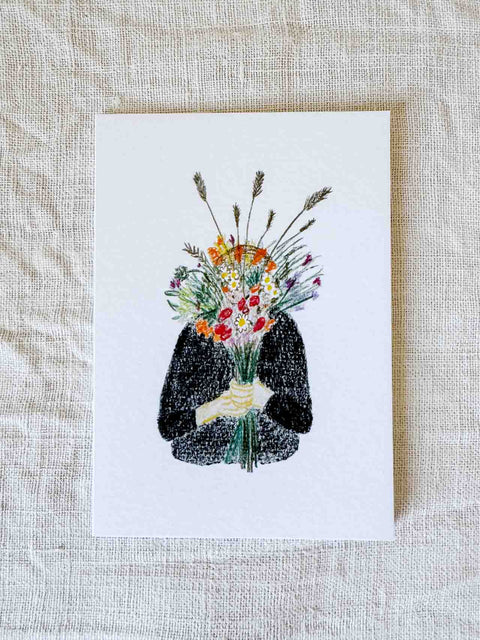 Carte La fille bouquet