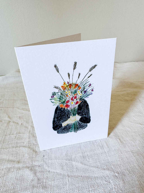 Carte La fille bouquet