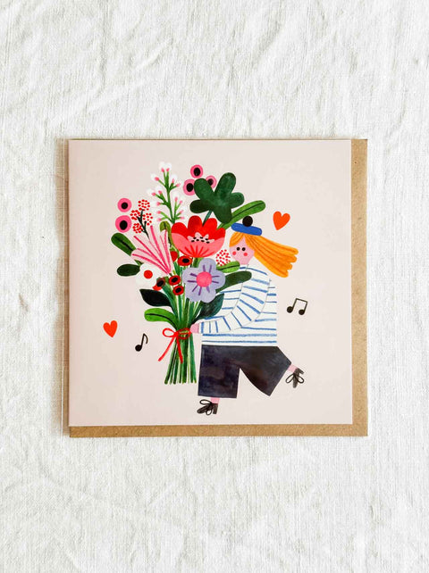 Carte carré Flower girl