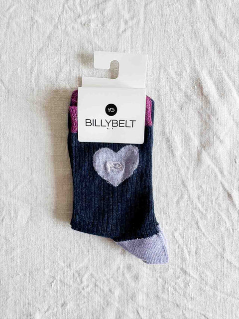 Chaussettes Coeur - Marine Lilas
