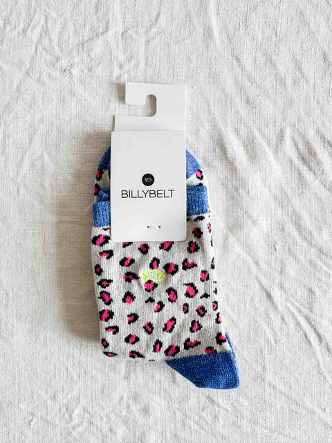 Chaussettes Coton - Léopard Blanc et bleu