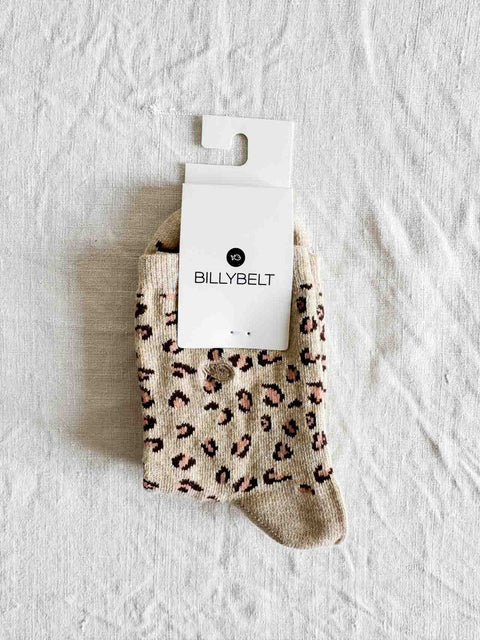Chaussettes Coton Léopard Beige