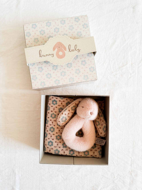 Coffret hochet lapin rose