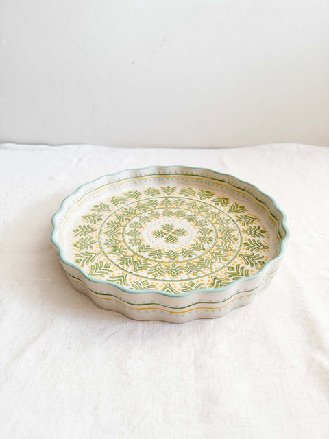 Plat à quiche Rétro Vert Bleu GM 27cm