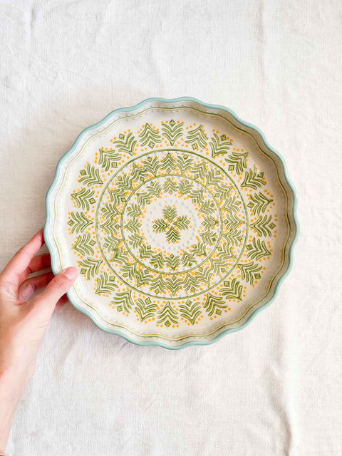 Plat à quiche Rétro Vert Bleu GM 27cm