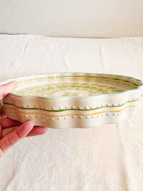 Plat à quiche Rétro Vert Bleu GM 27cm