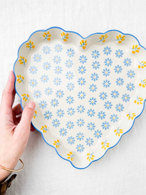 Plat à gâteaux cœur Floral