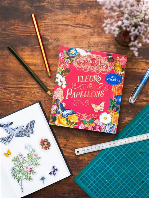 800 Stickers Fleurs & papillons