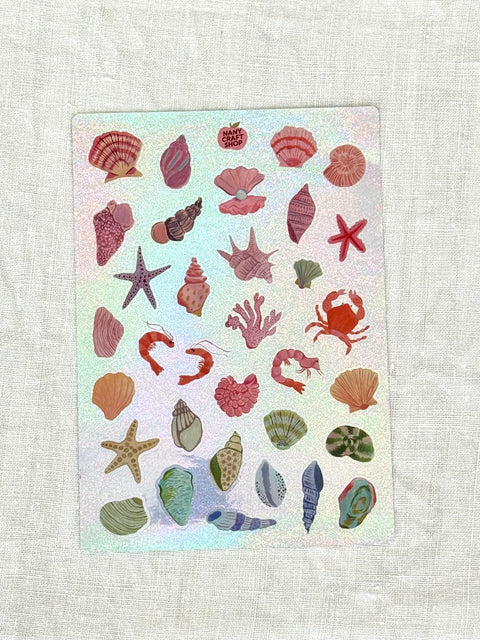 Planche stickers A5 Coquillage paillettes