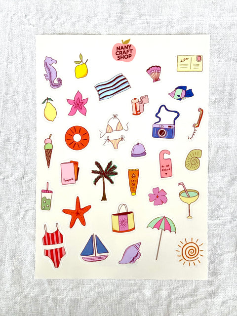 Planche stickers A5 Summer Juillet