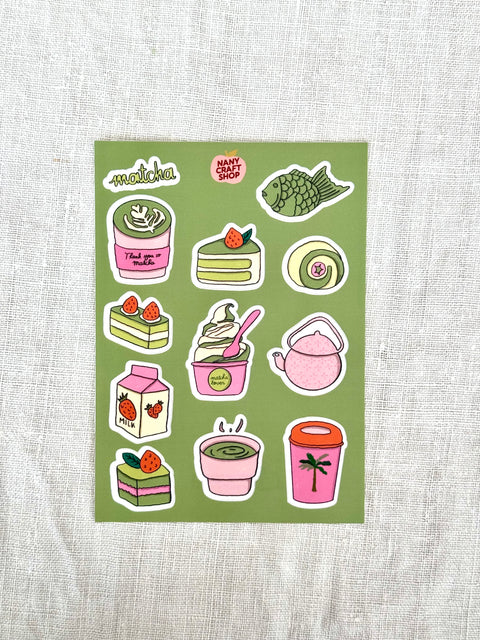 Planche Stickers A6 Matcha