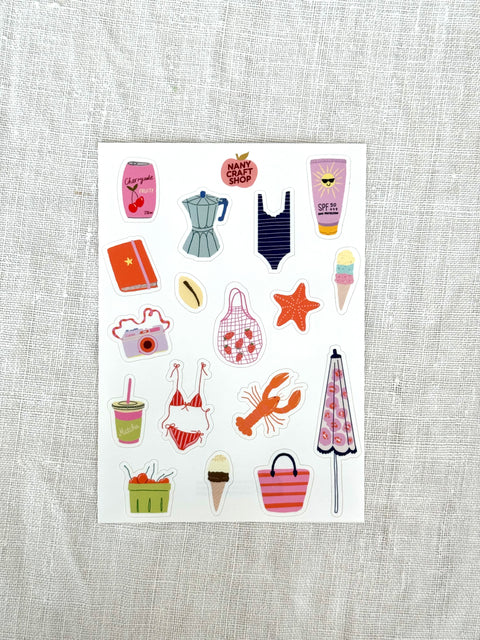 Planche stickers A6 Plage Minis