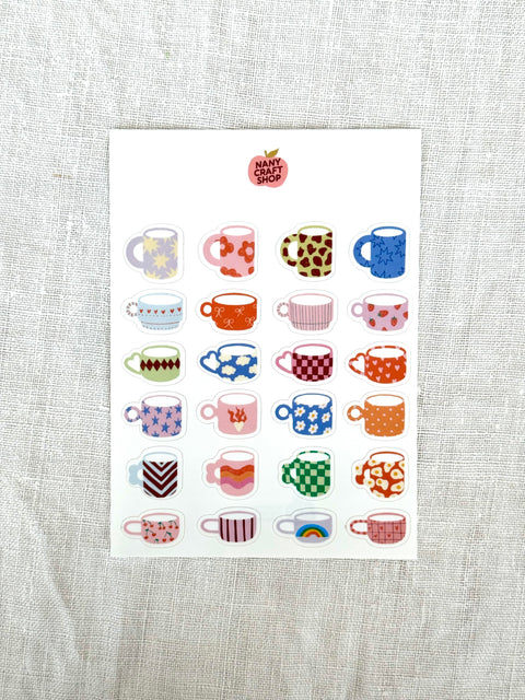 Planche stickers A6 Mugs motifs