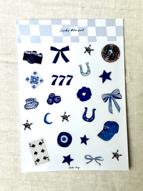 Planche Stickers - Blue Lucky girl