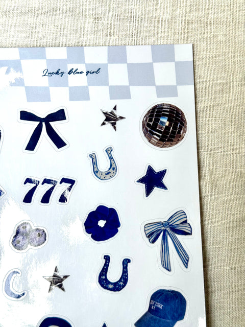 Planche Stickers - Blue Lucky girl