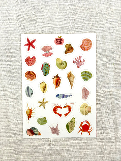 Planche Stickers A6 - Mini coquillages