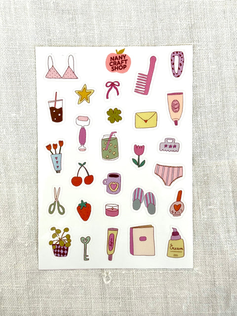Planche Stickers A6 - Girly things