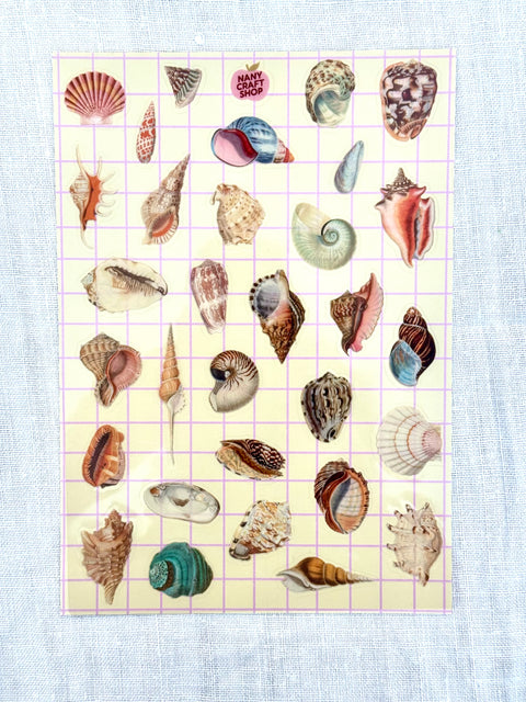 Planche Stickers A5 - Coquillage transparent