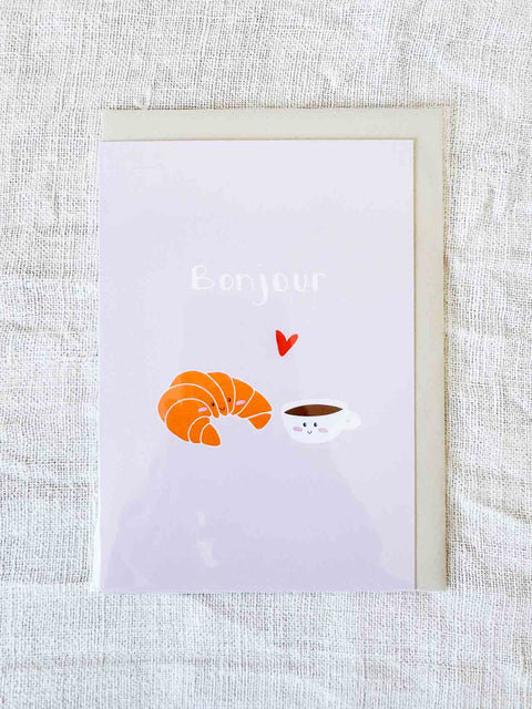 Carte Bonjour Croissant café