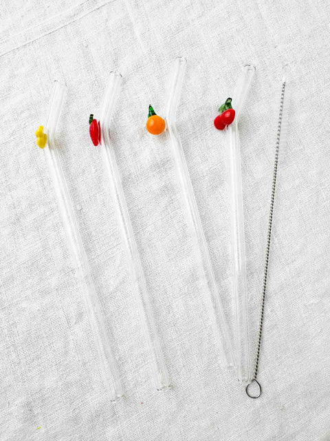 Pailles en verre fruits