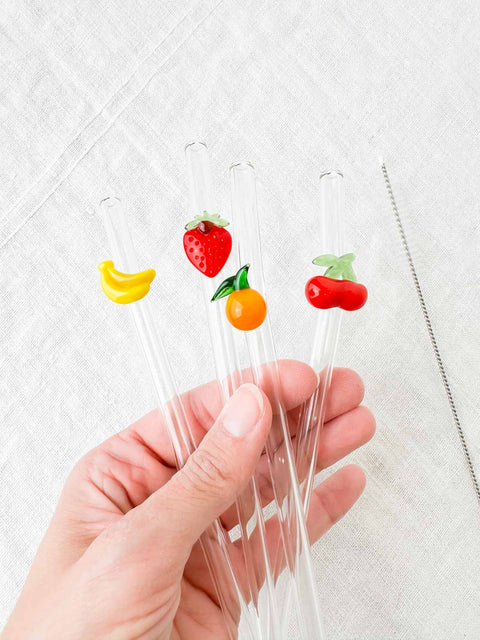 Pailles en verre fruits