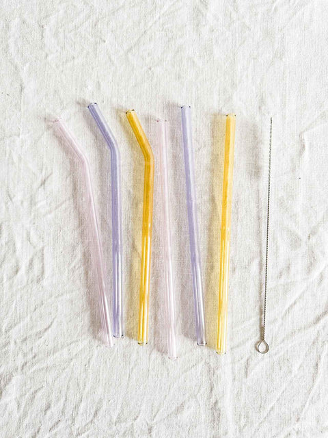 Paille en verre Pastel