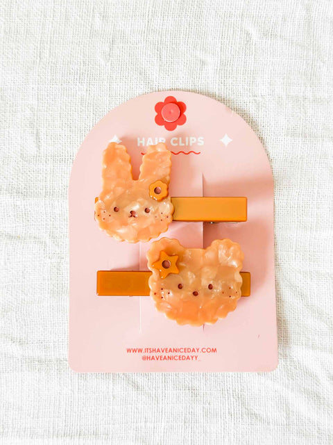 Lot de 2 barrettes Lapin et Ours