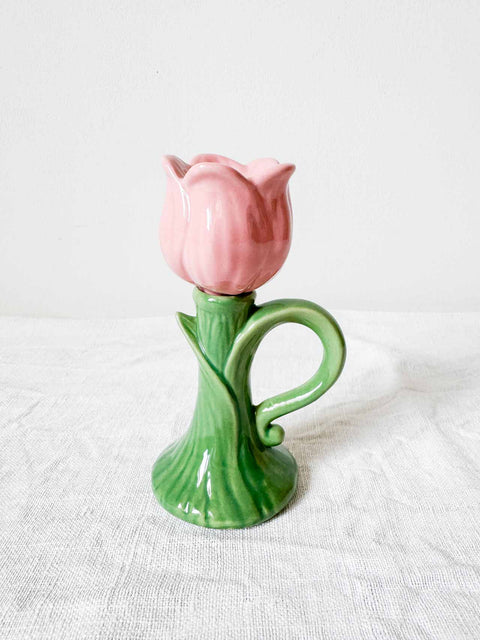 Bougeoir tulipe rose