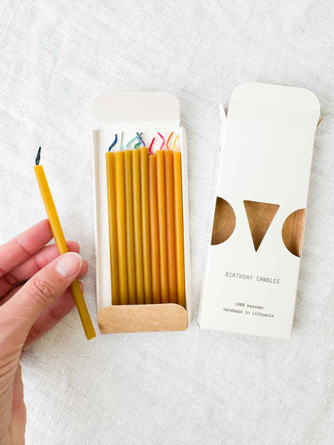 10x Birthday candles beeswax