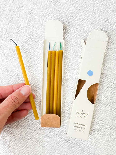 5x Birthday candles beeswax