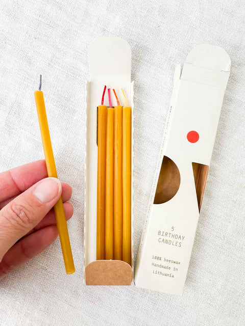 5x Birthday candles beeswax