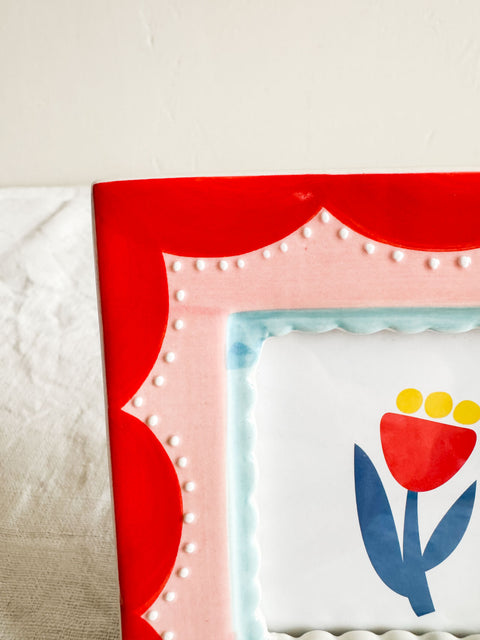 Cadre en céramique Rose et rouge PM