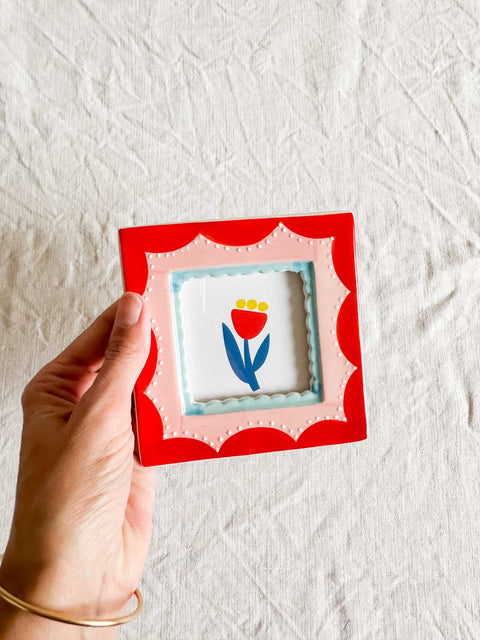 Cadre en céramique Rose et rouge PM