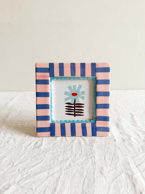 Cadre céramique Rayure Bleu Rose