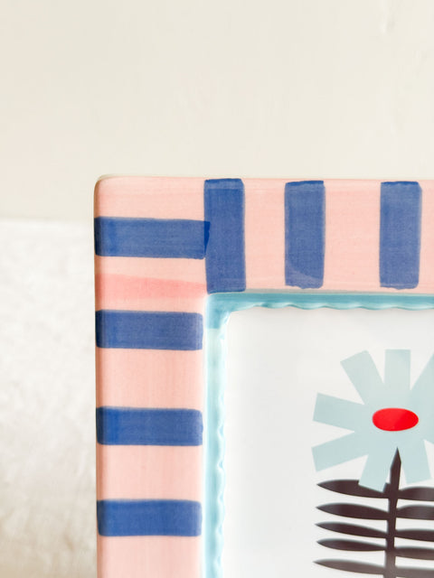 Cadre céramique Rayure Bleu Rose