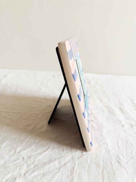Cadre céramique Rayure Bleu Rose