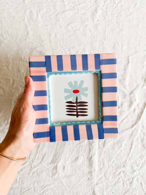 Cadre céramique Rayure Bleu Rose