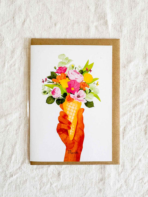 Carte Thanks - Ice cream flowers