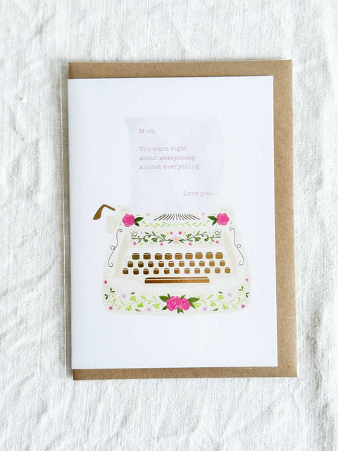 Carte - Love you mum typewritter