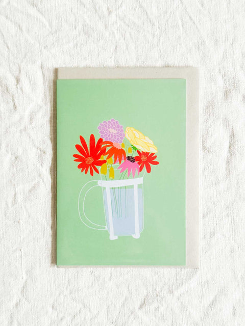 Carte Cafetière à fleurs