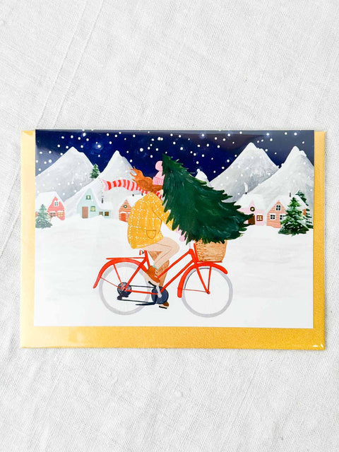 Carte Vélo sapin de Noël